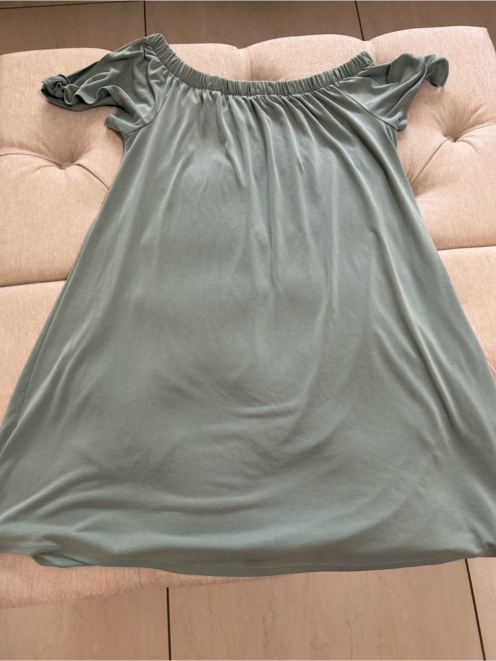 Soprano Girls' Off-Shoulder Sage Green Casual Dress